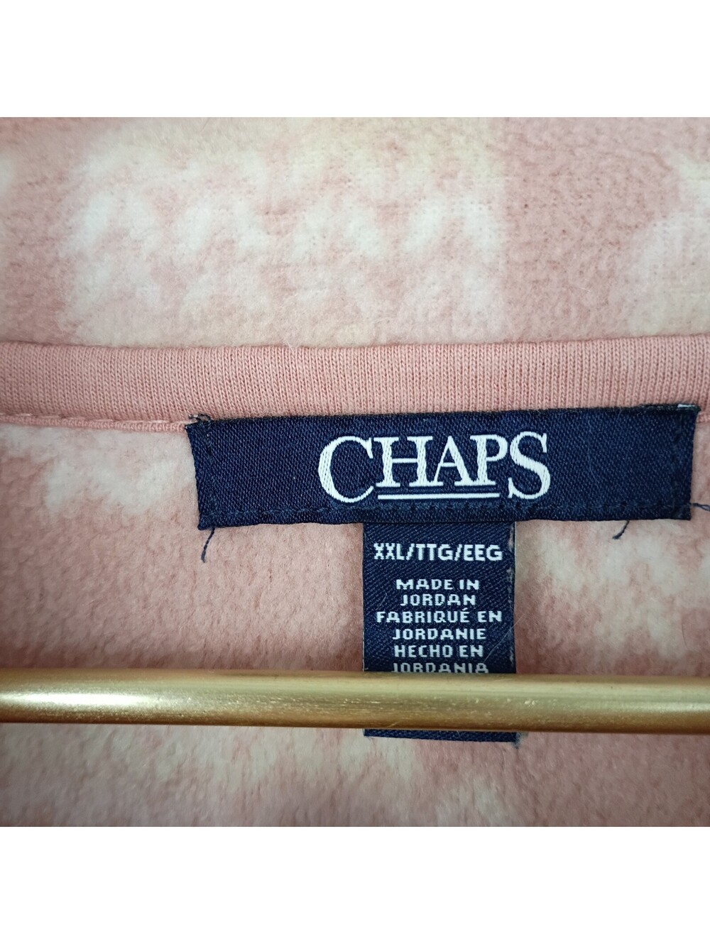 Chaps Southwest Fleece Fluffy Tribal Aztec Print Sweater Pink Ivory Sz XXL - Picture 4 of 9